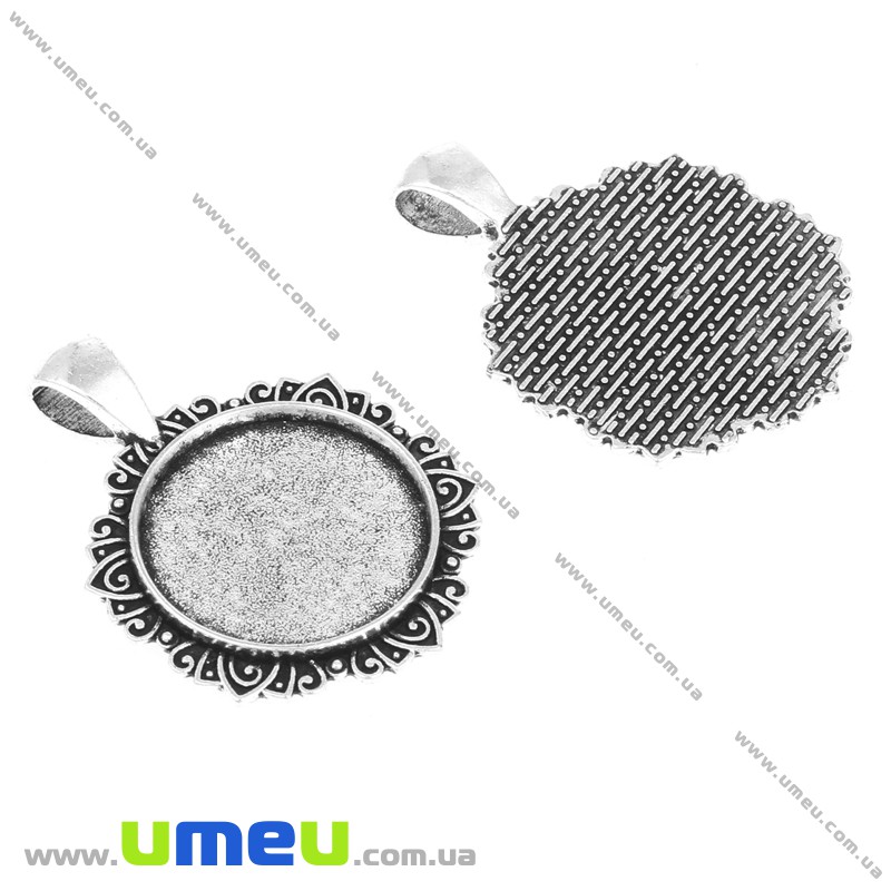 Основа кругла, 38х27 мм, 20 мм, Античне срібло (OSN-016858)