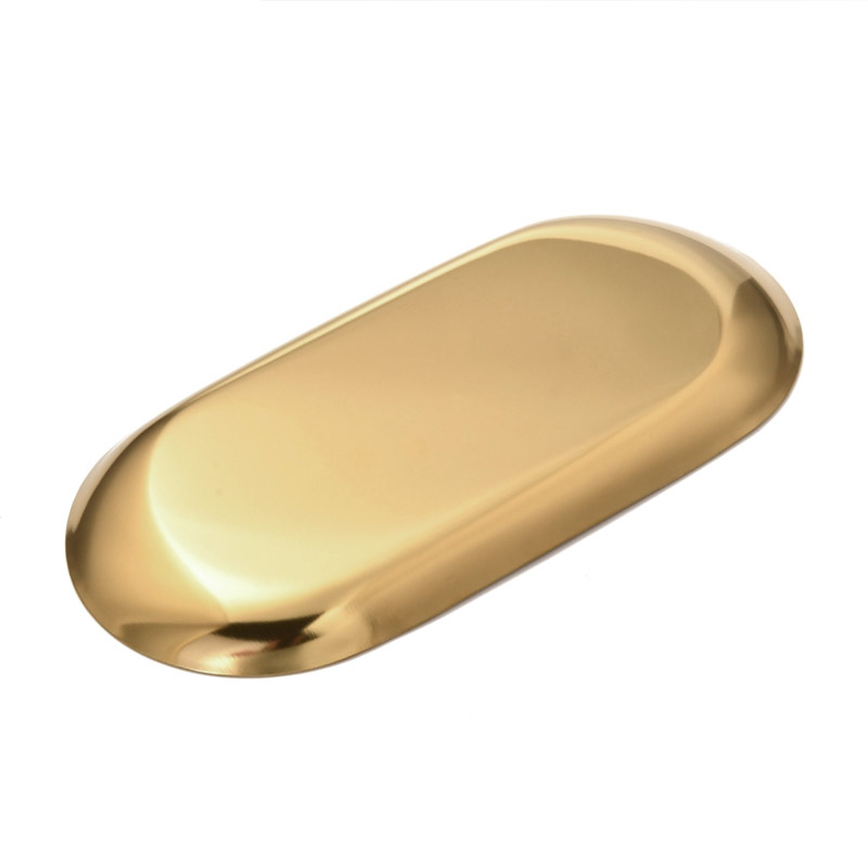 Декоративна тарілка із нерж. ст., 180х85х10 мм, Овальна, Золото (INS-051982)