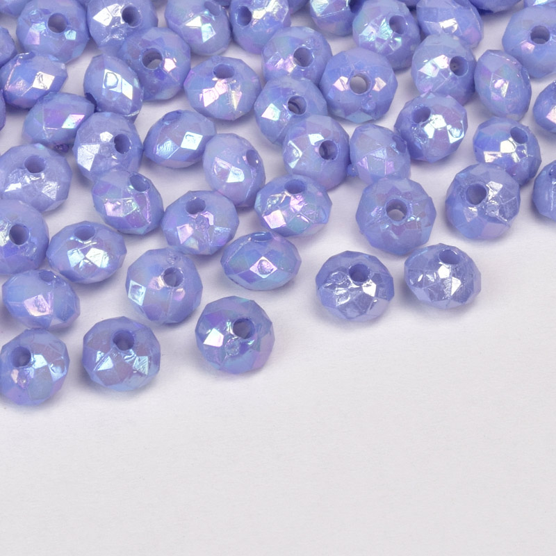 Намистини пластикові райдужні, Ронделі, 6х4 мм, Сині (BUS-059650)