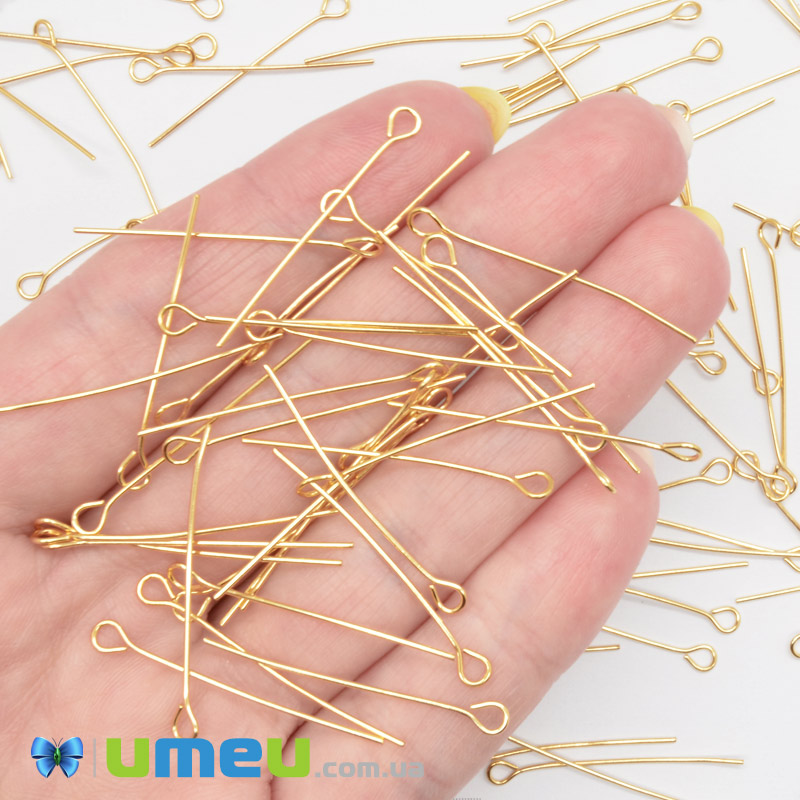 Булавки з нержавіючої сталі, 30 мм, Золото (STL-056689)