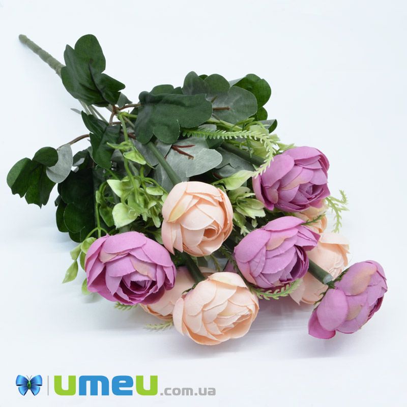 Букет півонії, 42 см, Персиково-бузковий (DIF-044951)