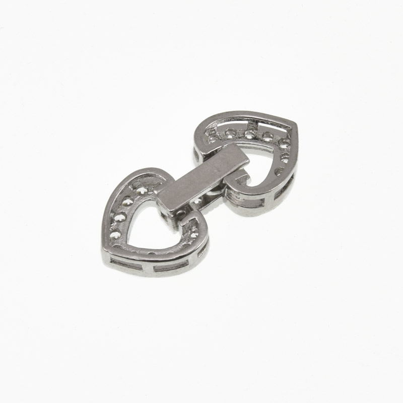 Застібка, 20,5х9,5 мм, Латунь з покриттям Родій, Куб. цирконій (ZAM-060828)