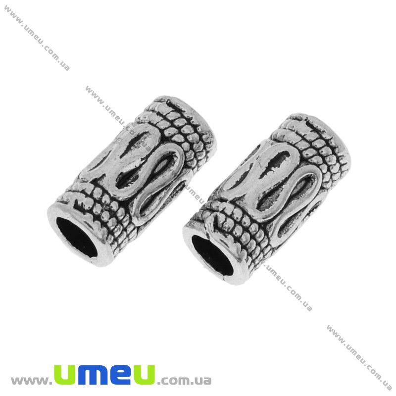 Намистина мет. Трубочка, 10х5 мм, Античне срібло (BUS-032686)