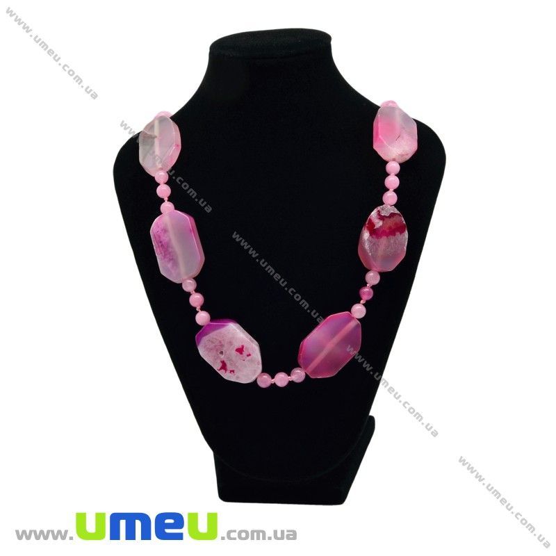 Намиста з натурального каменю Агат рожевий, 59 см (BUS-028743)