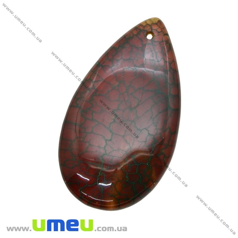 Підвіска з натурального каменю, Агат Вени дракона, Крапля, 48х27 мм (POD-033007)