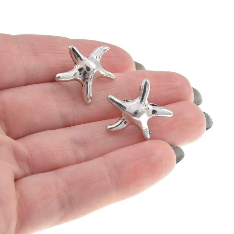 Намистини мет. Морська зірка, 20х19 мм, Античне срібло (BUS-009152)