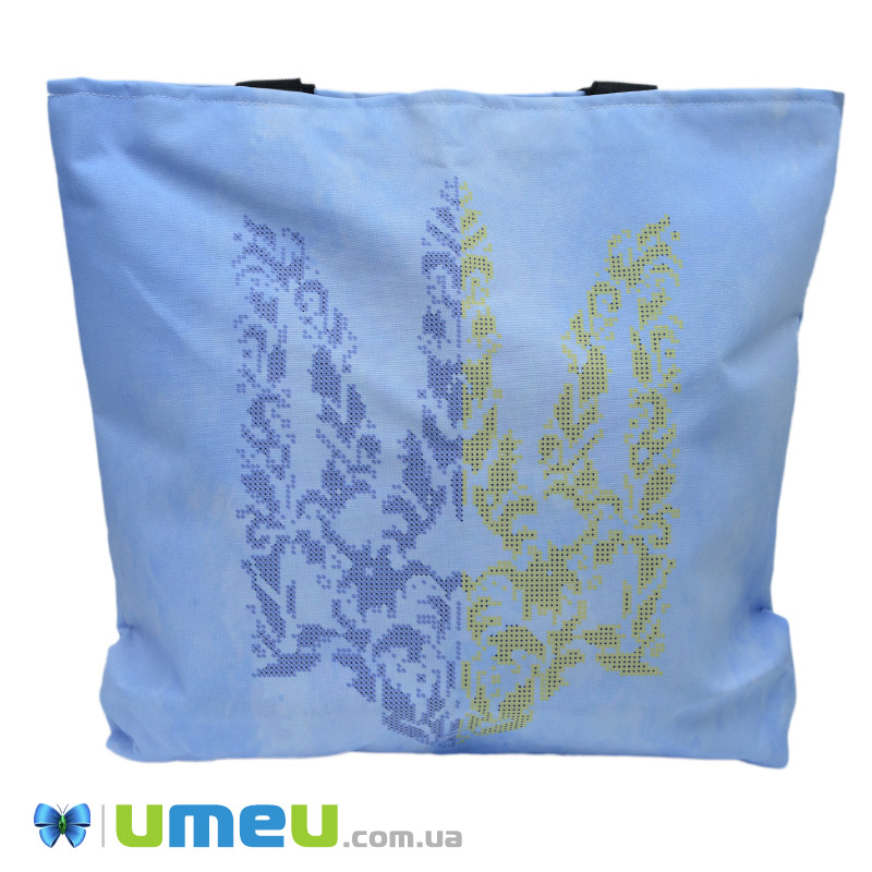 Сумка з принтом під вишивку, Тризуб, Блакитна (SXM-044495)