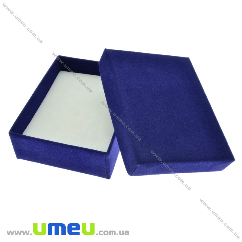 Подарункова коробочка Прямокутна оксамитова, 9х7х3 см, Синя (UPK-023145)