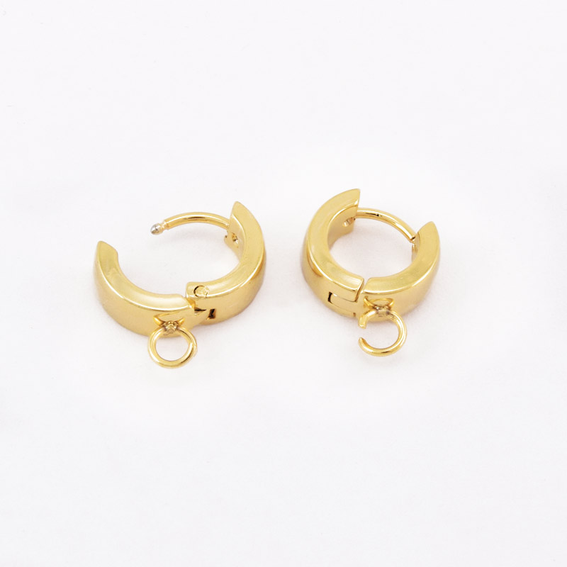 Серьги-кольца Huggie из нерж. стали, 14,5х11х4 мм, Покрытие 24 kt (STL-059032)