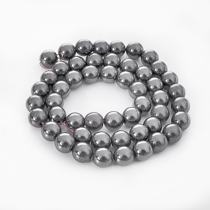 Намистини Гематит, Натур. камінь, 8 мм, Круглі (BUS-051662)