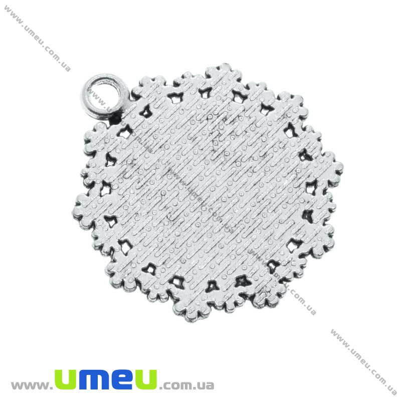 Основа кругла Квіти, 34х31 мм, 20 мм, Античне срібло (OSN-020024)