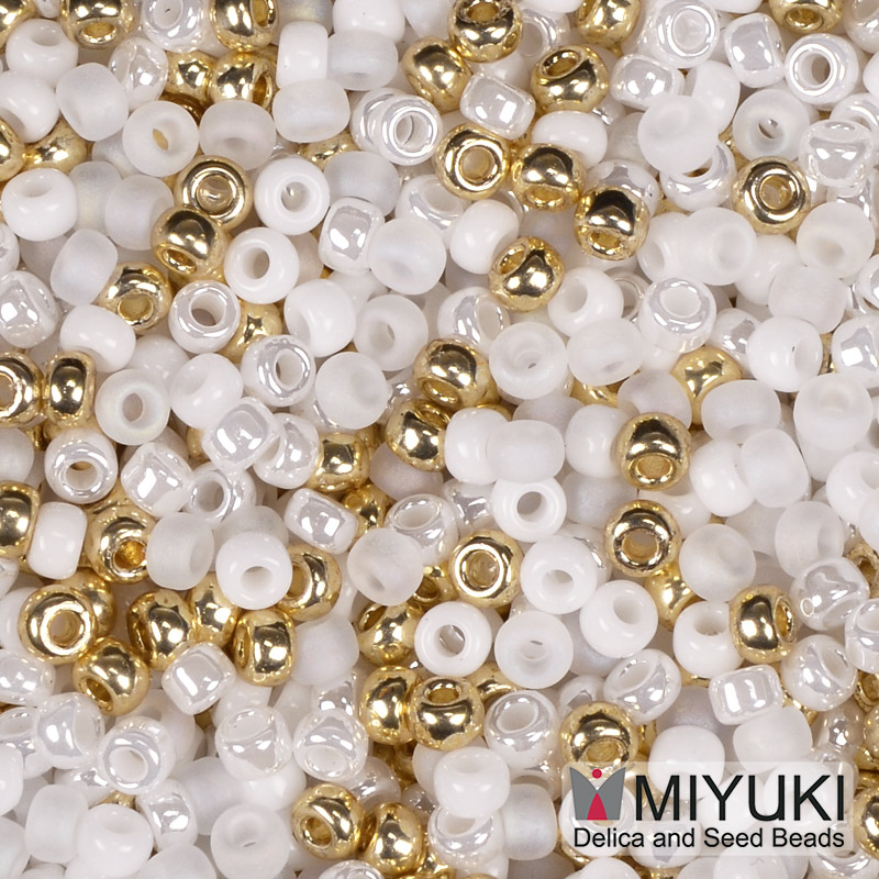 Бісер японський Miyuki круглий RR 11/0 №MIX139, Золотисто-білий (BIS-055983)