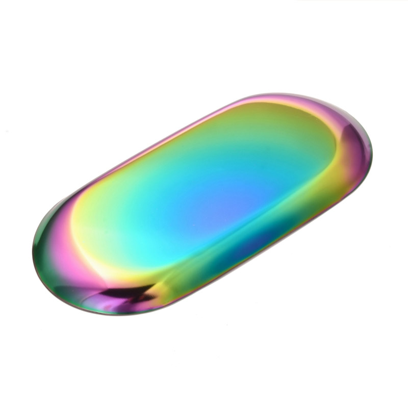 Декоративная тарелка из нерж. ст., 180х85х10 мм, Овальная, Разноцветная (INS-051983)