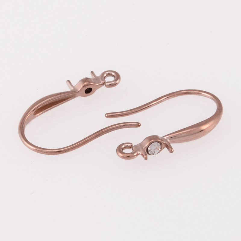 Швензи із нерж. сталі зі стразами, 17х11 мм, Рожеве золото (STL-055916)