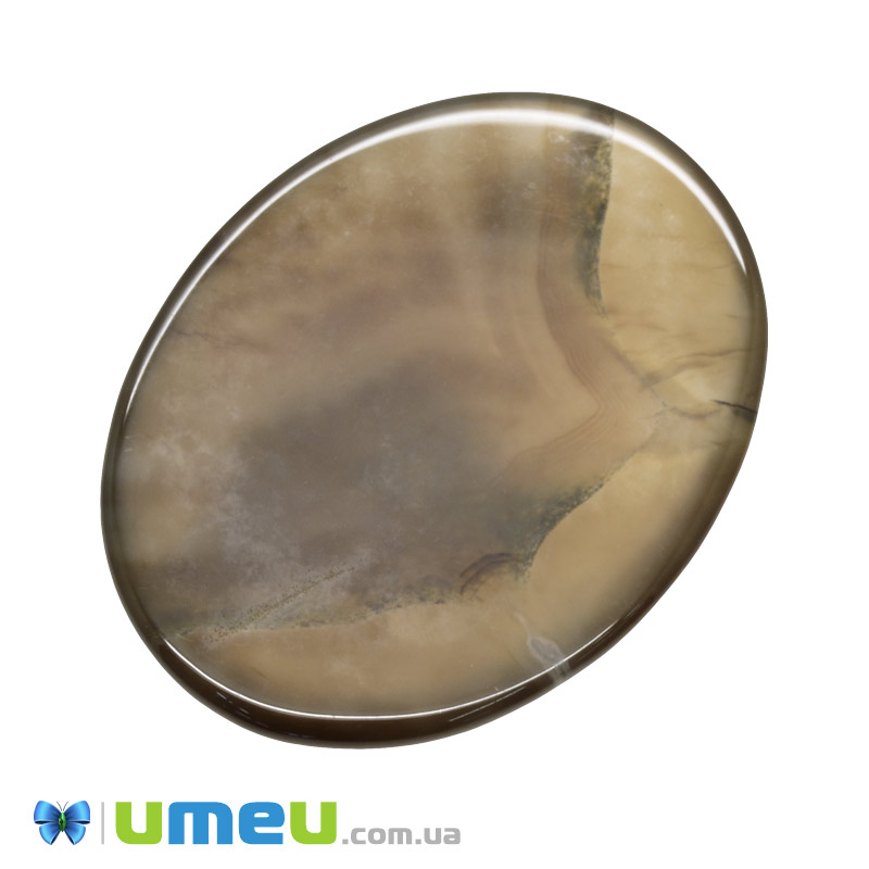 Кабошон нат. камінь Агат коричневий, Овал, 39,6 х29,5 мм (KAB-050610)