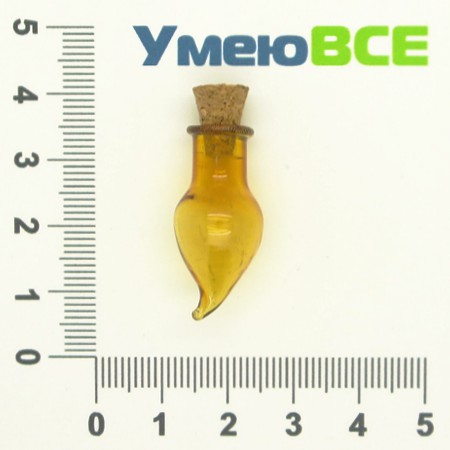 Стеклянная баночка Перчик, Коричневая, 13х27 мм (DIF-006684)
