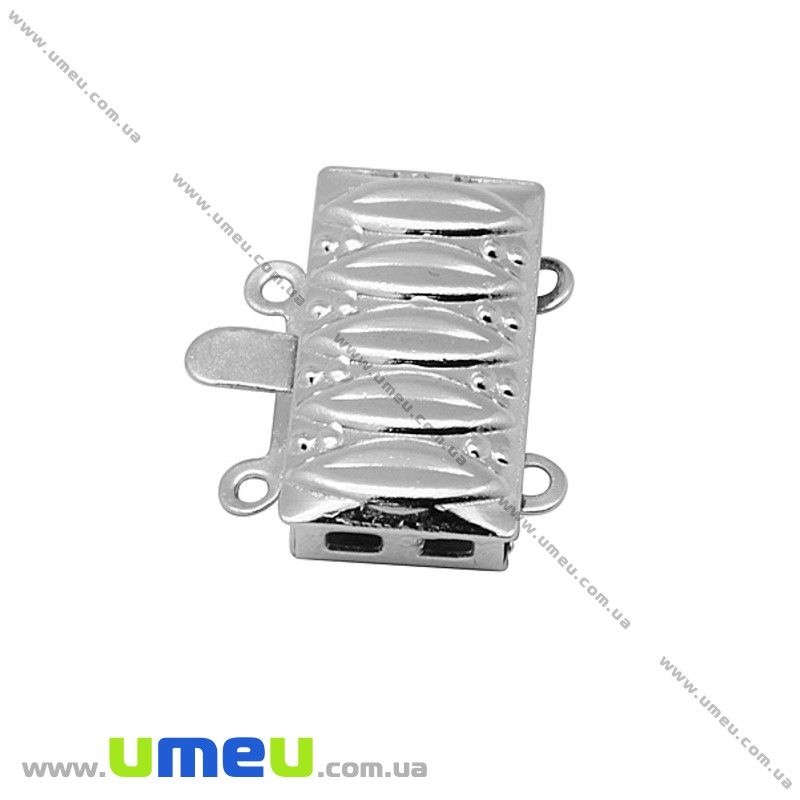 Замок-защіпка на 2 нитки, 16х14 мм, Темне срібло (ZAM-020103)