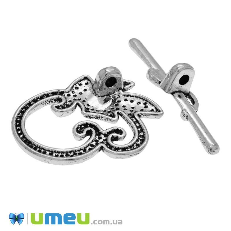 Тогл Лист, Античне срібло, 24х19 мм (ZAM-005432)