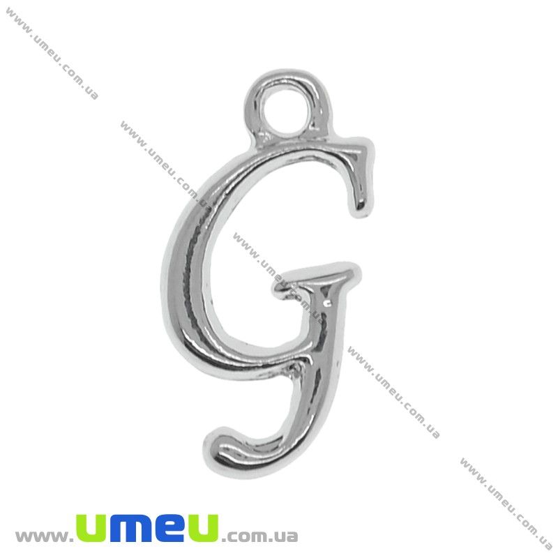 Підвіска металева Буква G, 17х9 мм, Темне срібло (POD-014285)