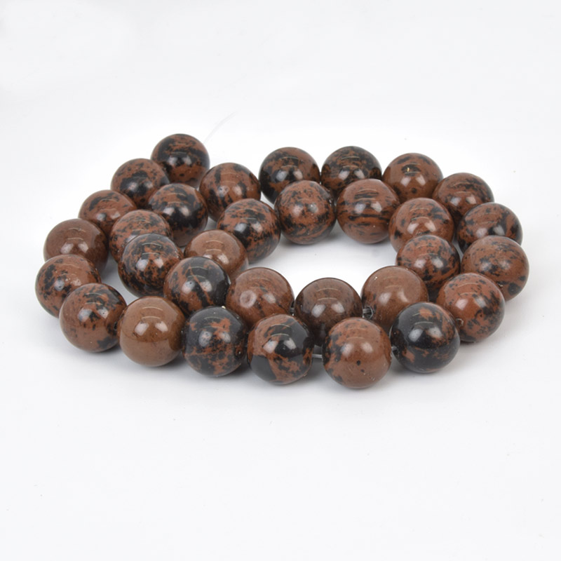 Намистини Обсидіан махогоновий, Натур. камінь, 12 мм, Круглі (BUS-058017)