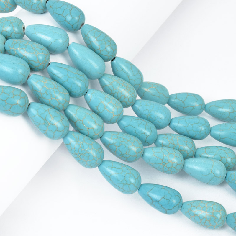 Намистини Бірюза пофарбована, Синт. камінь, 17х10 мм, Крапля (BUS-057684)