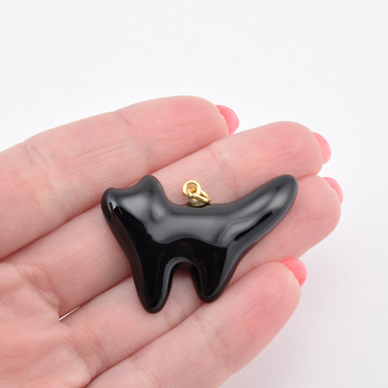 Підвіска Котик з полімерної глини, 40х27 мм, Чорна (POD-058999)