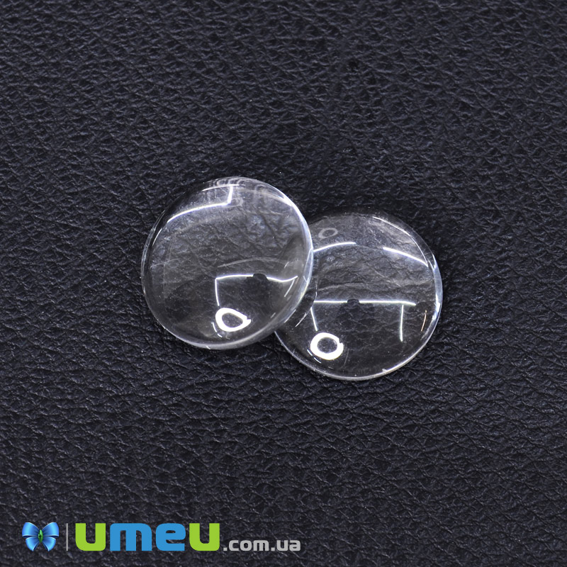 Кабошон скляний Лінза кругла, 10 мм, Прозорий (KAB-003690)
