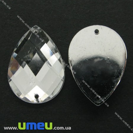 Пришивной кристалл пласт. Капля граненая, 21х15 мм, Белый (KAB-005237)