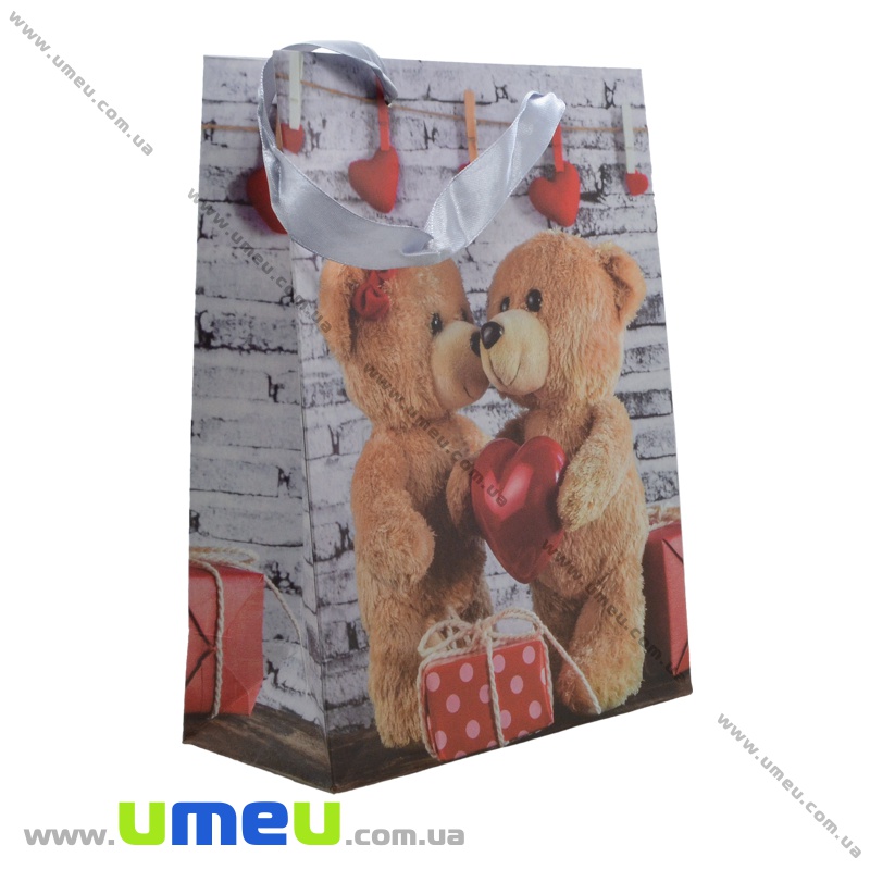 Подарунковий пакет Ведмедики, 32х26х10 см, Сірий (UPK-035621)