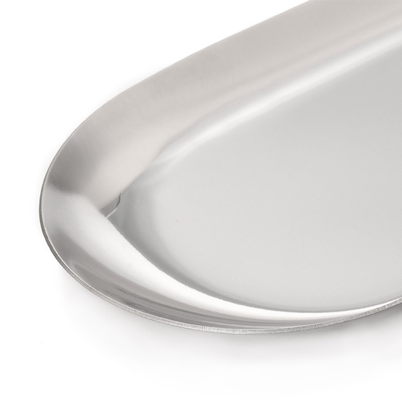 Декоративна тарілка з нерж. ст., 180х85х10 мм, Овальна, Темне срібло (INS-051981)