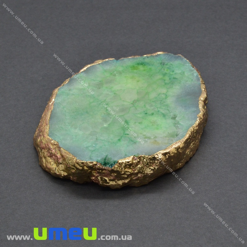 Підвіска з натурального каменю, Друза агату, Салатова, 78х57 мм (POD-036552)