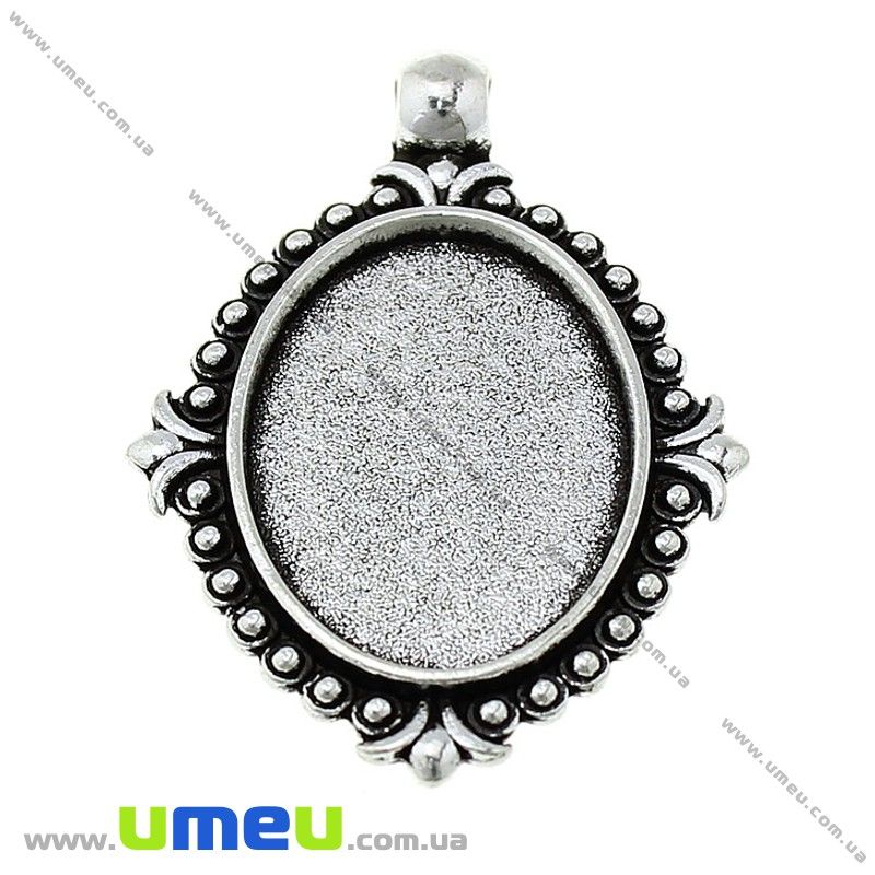 Основа овальна, 41х29 мм, 25х18 мм, Античне срібло (OSN-028230)