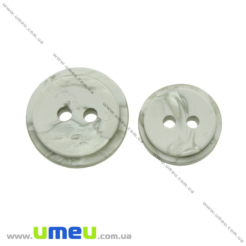 Пуговица пластиковая Круглая, 15 мм, Серо-зеленая (PUG-021397)