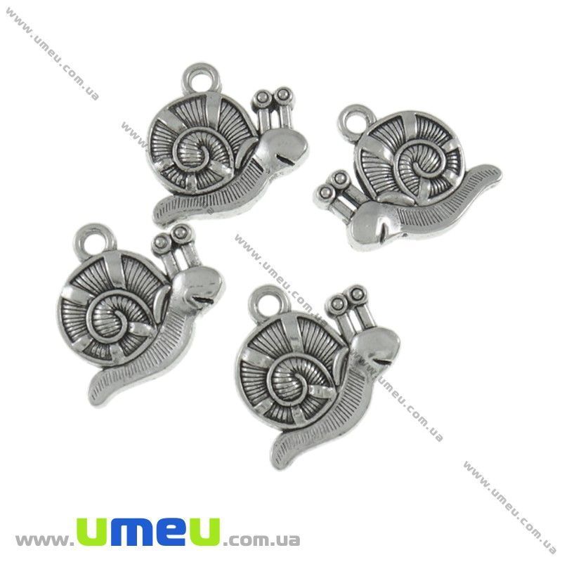 Підвіска метал. Равлик (двостор.), 17х16 мм, Античне срібло (POD-021078)