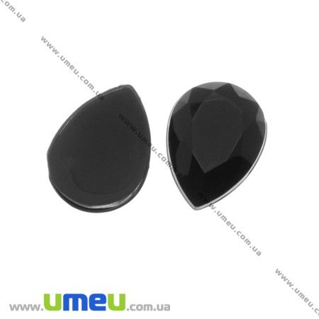Кабошон пластиковий, Крапля гранована, 18х13 мм, Чорний (KAB-007523)
