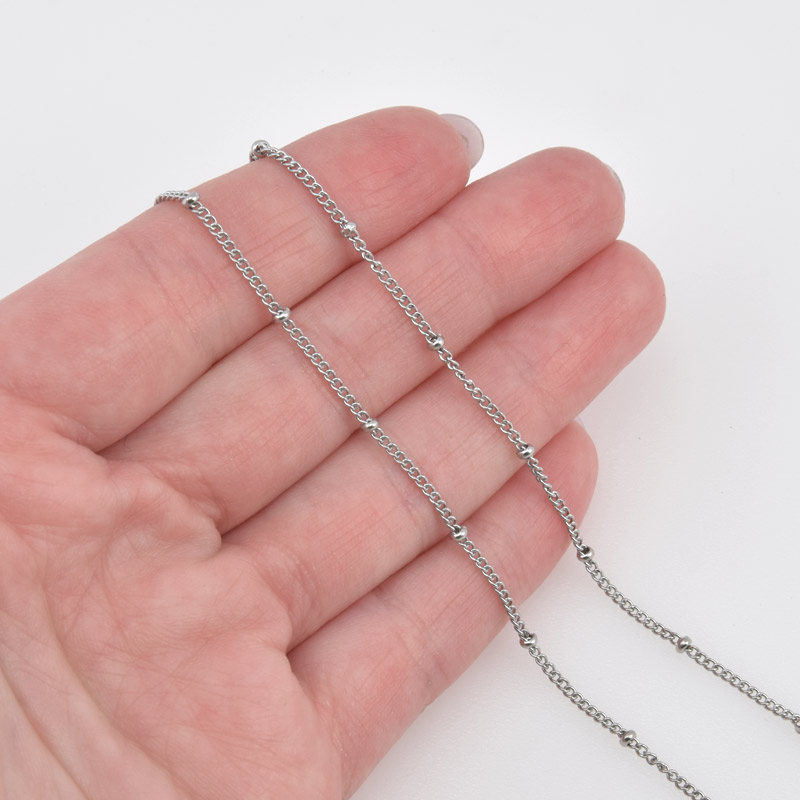 Цепь из нержавеющей стали, 1,5 мм, Темное серебро (ZEP-058388)