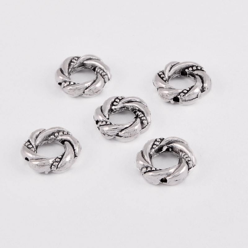 Намистини мет. Круглі плоскі, 11х3,5 мм, Античне срібло (BUS-055350)