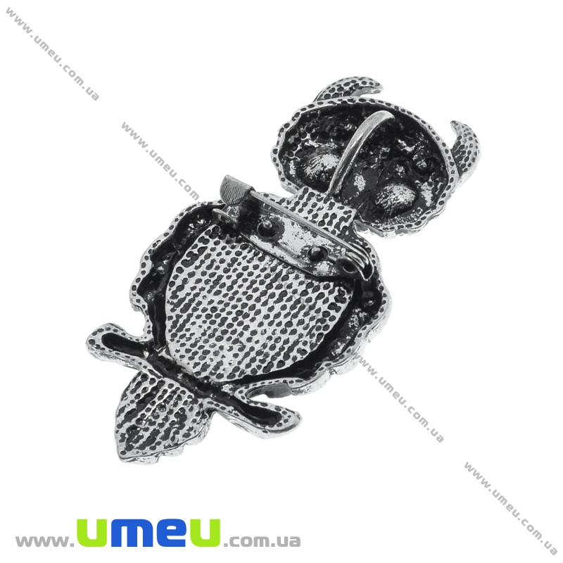 Підвіска-брошка металева з натуральним каменем Бірюза, Сова, 59х28 мм (POD-036215)