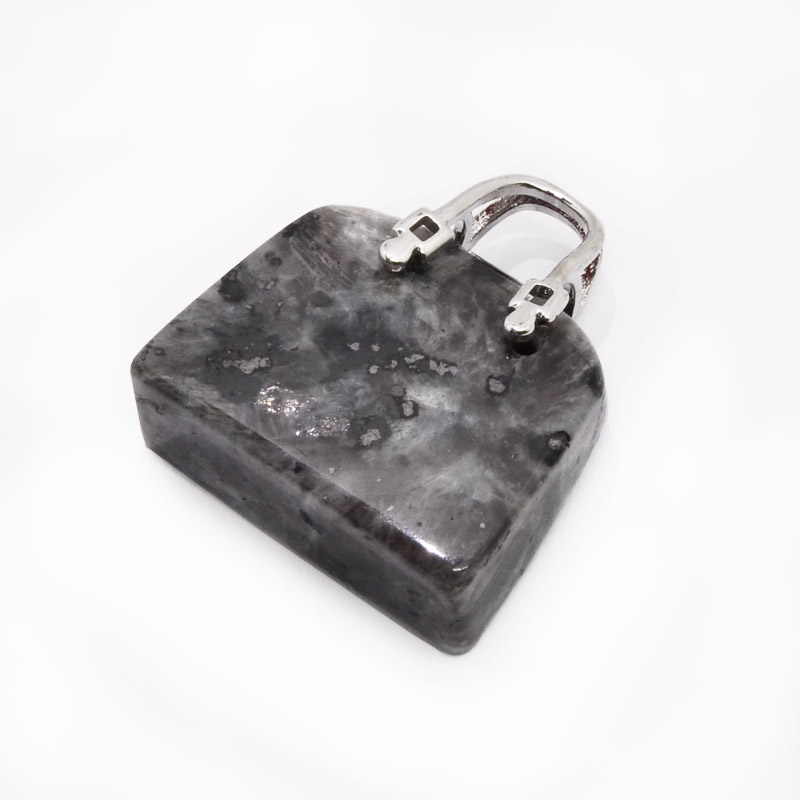 Підвіска Сумочка, Натур. камінь Лабрадорит, 27х25х10 мм (POD-054419)