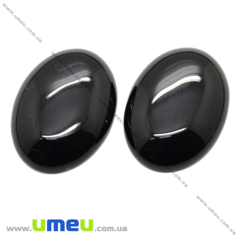 Кабошон нат. камінь Агат чорний, Овал, 30х22 мм (KAB-012687)