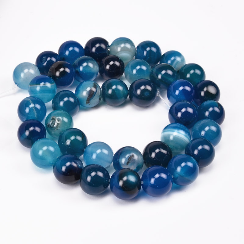Намистини Агат синій, Натур. камінь, 10 мм, Круглі (BUS-051615)