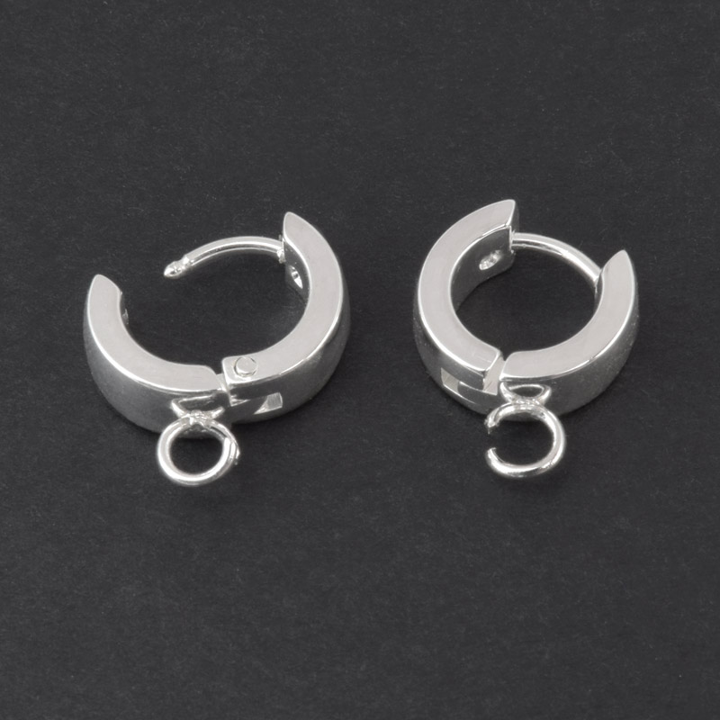 Сережки-кільця Huggie з нерж. сталі, 14,5х11х4 мм, Світле срібло (STL-060000)