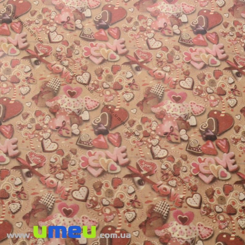 Пакувальний крафт папір Солодощі, Бежевий, 70х100 см (UPK-027147)