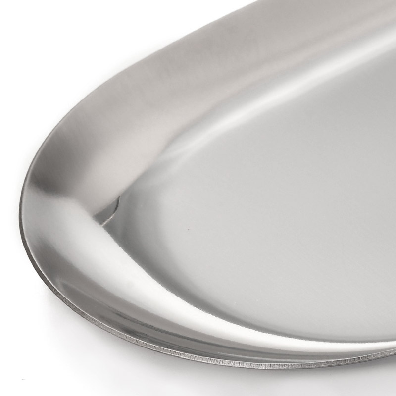 Декоративна тарілка з нерж. ст., 230х90х10 мм, Овальна, Темне срібло (INS-051984)