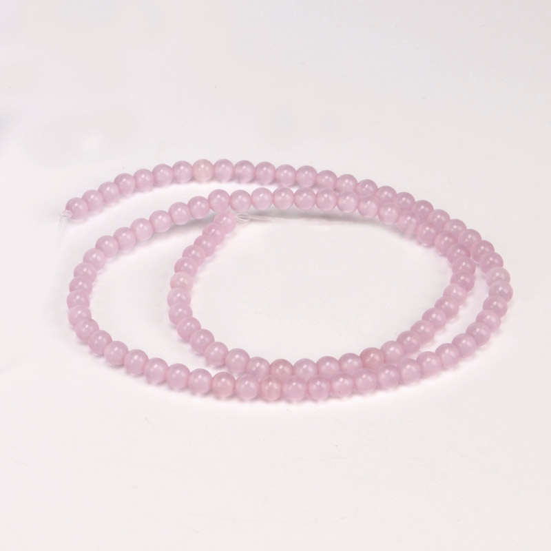 Намистини Котяче око, Синт. камінь, 4 мм, Рожеві, Круглі (BUS-054254)