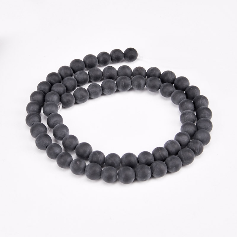 Намистини Агат чорний матовий, Натур. камінь, 6 мм, Круглі (BUS-051700)