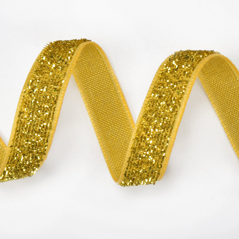 Лента бархатная с люрексом, 10 мм, Золотистая (LEN-060303)