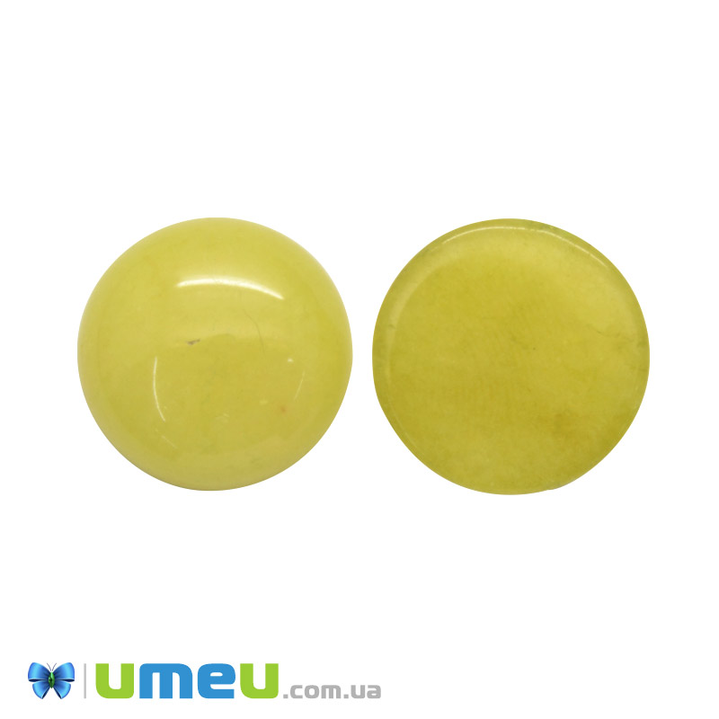 Кабошон нат. камінь Нефрит жовтий, Круглий, 16 мм (KAB-050556)