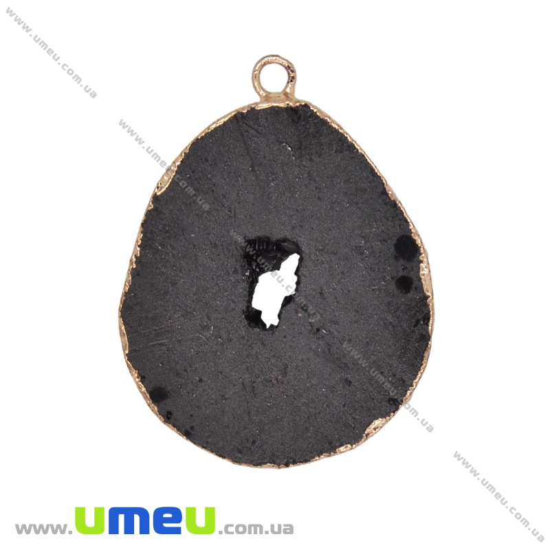 Подвеска из натурального камня, Друза агата, Черная, 45х35 мм (POD-009291)