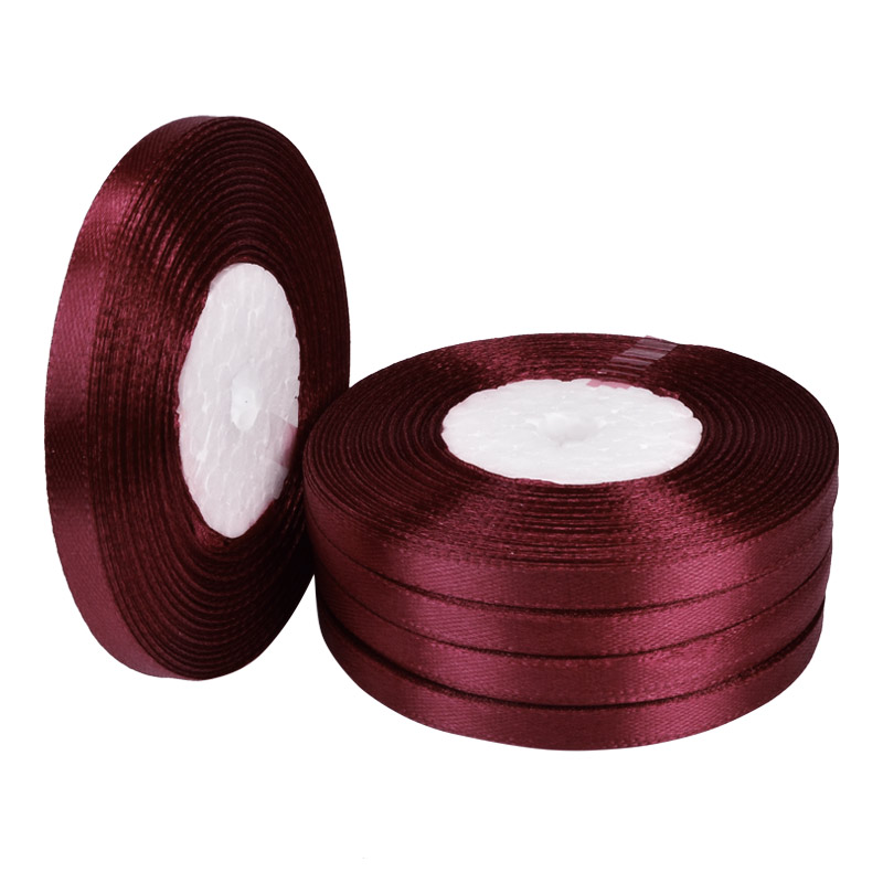 Атласна стрічка, 6 мм, Бордова (LEN-052817)